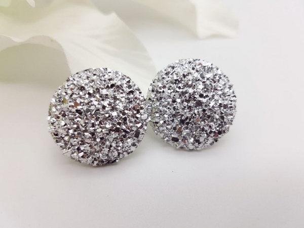 grosse hell silber Glitzer Ohrstecker